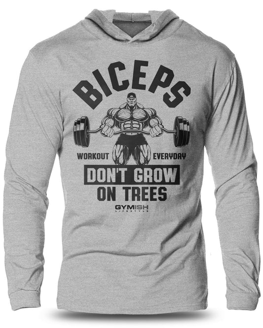 034-BICEPS Trees Lightweight Long Sleeve Hooded T-shirt for Men - Gymish - - #Gym Shirts# - - #Workout T-Shirts#