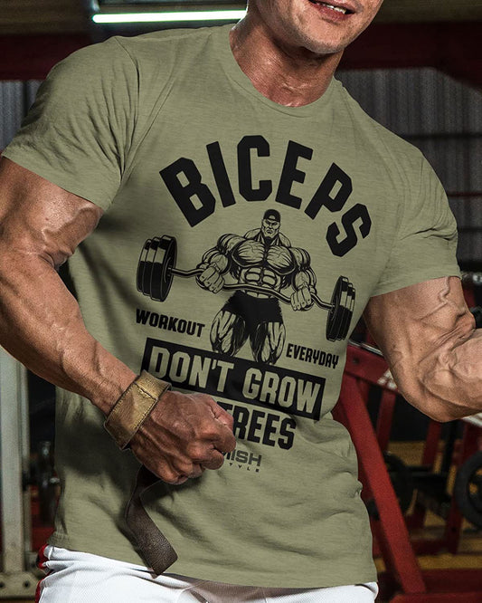 034. BICEPS Don't Grow On Trees Workout T-Shirt - Gymish - - #Gym Shirts# - - #Workout T-Shirts#
