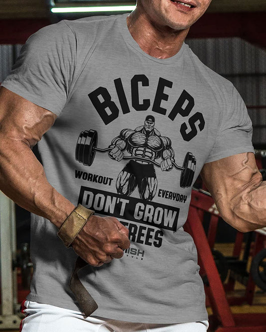 034. BICEPS Don't Grow On Trees Workout T-Shirt - Gymish - - #Gym Shirts# - - #Workout T-Shirts#