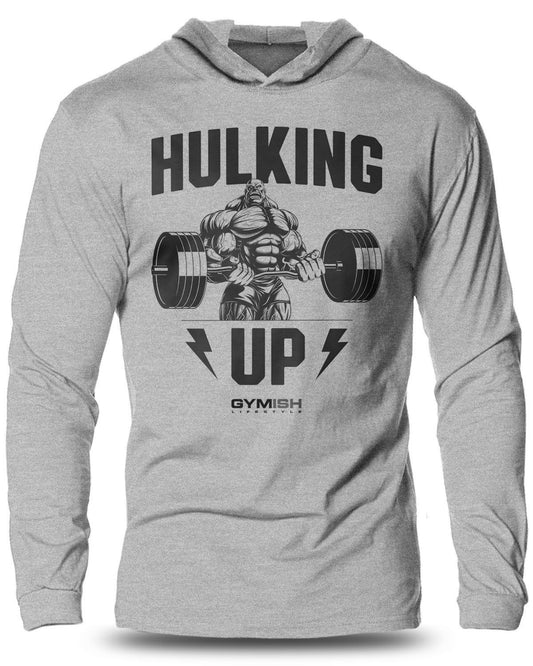 037- Hulking Up Lightweight Long Sleeve Hooded T-shirt for Men - Gymish - - #Gym Shirts# - - #Workout T-Shirts#