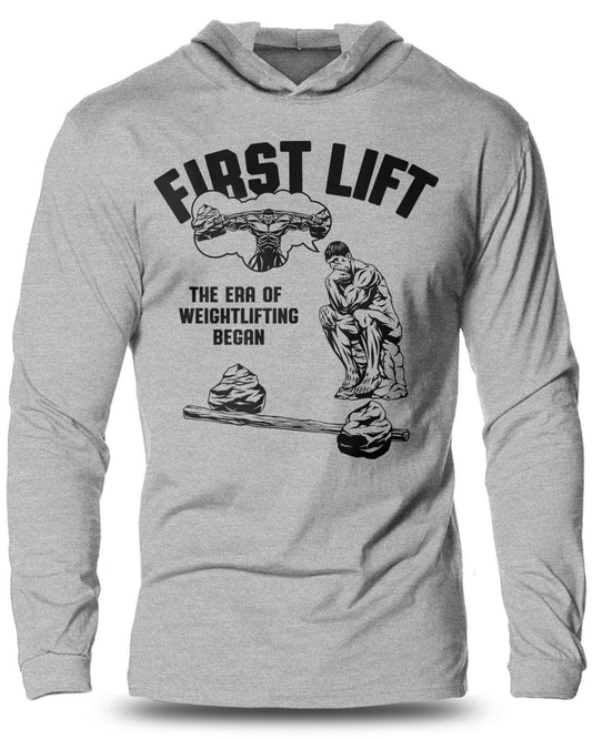 038- First Lift Lightweight Long Sleeve Hooded T-shirt for Men - Gymish - - #Gym Shirts# - - #Workout T-Shirts#