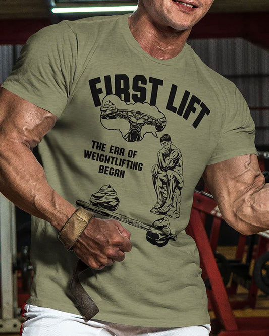 038. First Lift Workout T-Shirt - Gymish - - #Gym Shirts# - - #Workout T-Shirts#