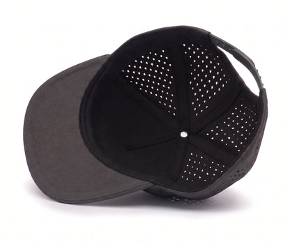 GYMISH Dumbbell Gym Hat for Men, Weight Plate Patch Snapback, 6 Panel Laser Vented Workout Cap