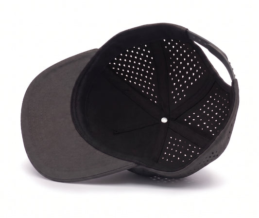 GYMISH Dumbbell Gym Hat for Men, Weight Plate Patch Snapback, 6 Panel Laser Vented Workout Cap