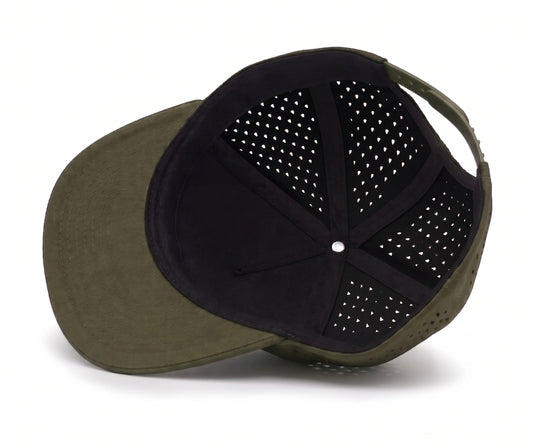 GYMISH Dumbbell Gym Hat for Men, Weight Plate Patch Snapback, 6 Panel Laser Vented Workout Cap