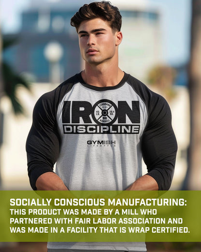 42- RAGLAN Man Vs. Iron Workout Gym T-Shirt for Men