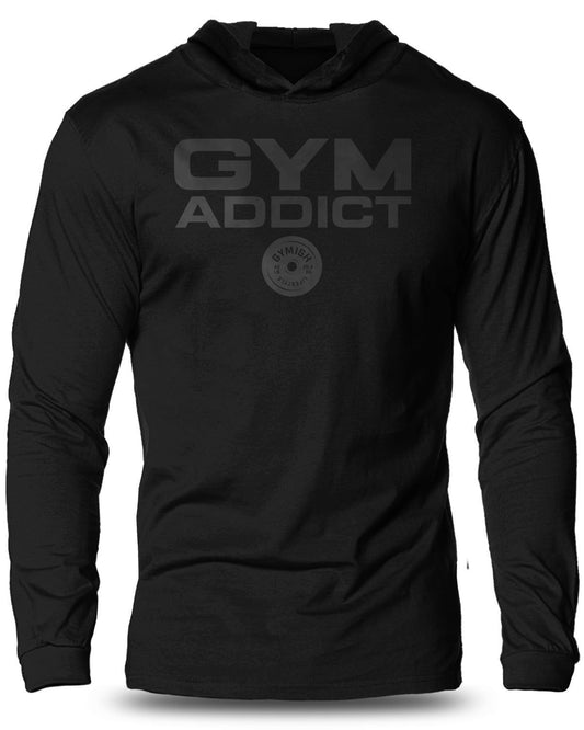 040- IRON ADDICT Lightweight Long Sleeve Hooded T-shirt for Men - Gymish - - #Gym Shirts# - - #Workout T-Shirts#