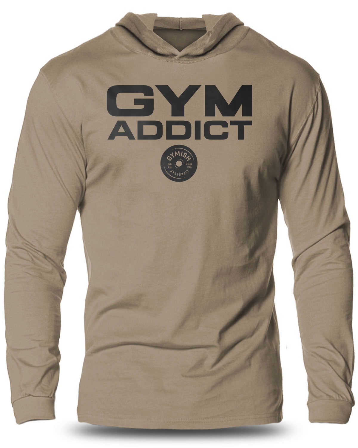 040- IRON ADDICT Lightweight Long Sleeve Hooded T-shirt for Men - Gymish - - #Gym Shirts# - - #Workout T-Shirts#