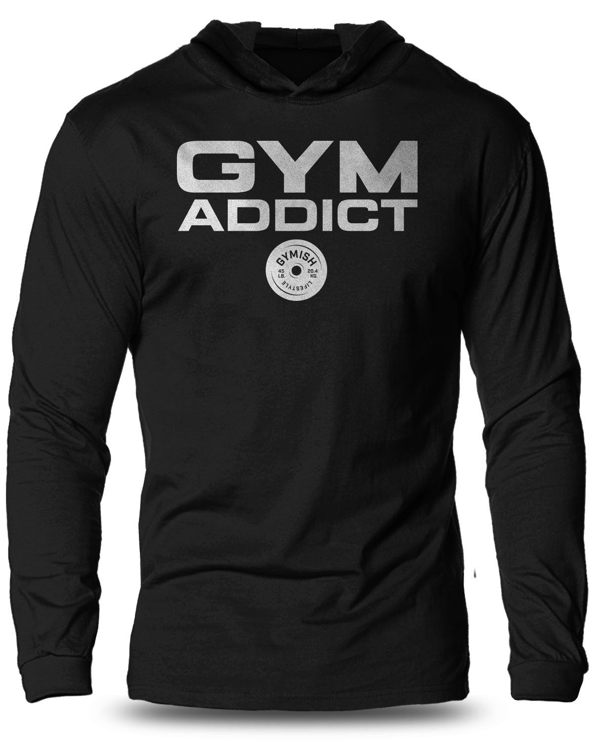 040- IRON ADDICT Lightweight Long Sleeve Hooded T-shirt for Men - Gymish - - #Gym Shirts# - - #Workout T-Shirts#