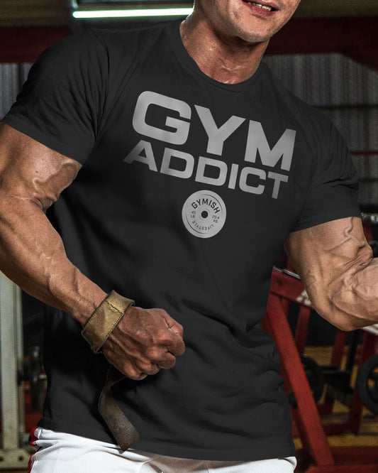 040. GYM-ADDICT Workout T-Shirt - Gymish - - #Gym Shirts# - - #Workout T-Shirts#