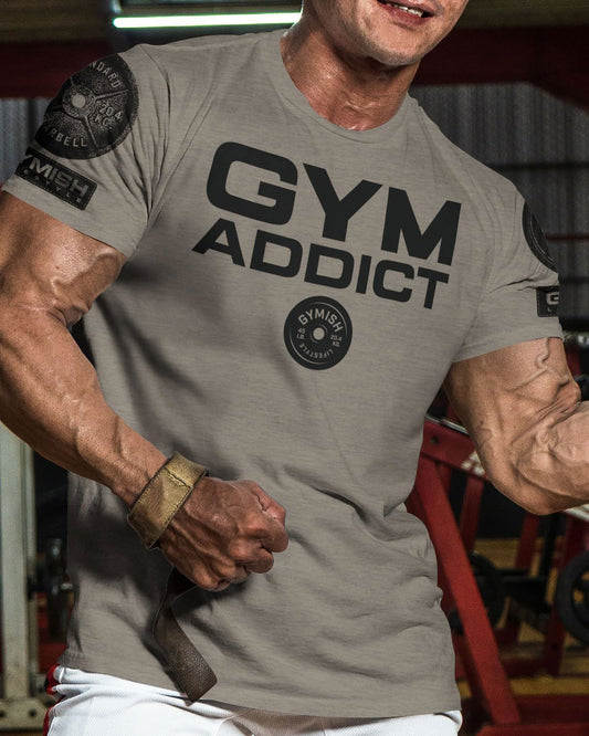 040. GYM-ADDICT Workout T-Shirt - Gymish - - #Gym Shirts# - - #Workout T-Shirts#