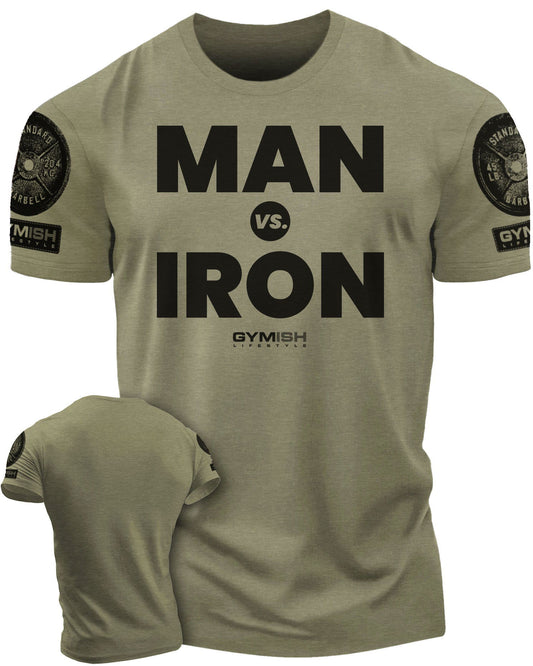 042. Man Vs. Iron Workout T-Shirt - Gymish - - #Gym Shirts# - - #Workout T-Shirts#