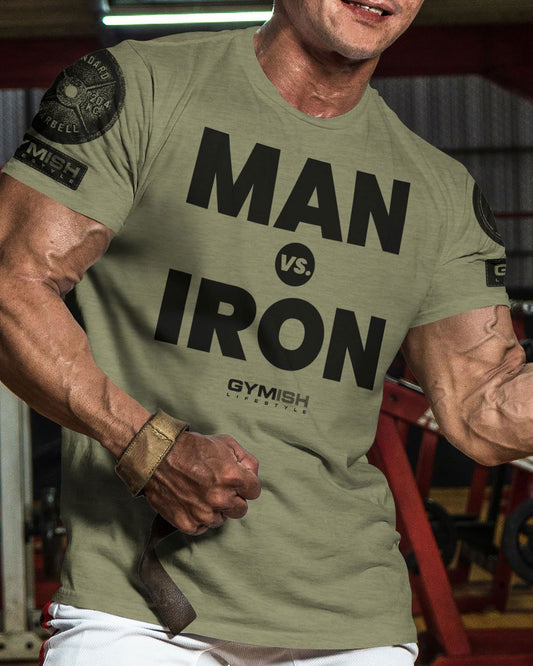 042. Man Vs. Iron Workout T-Shirt - Gymish - - #Gym Shirts# - - #Workout T-Shirts#
