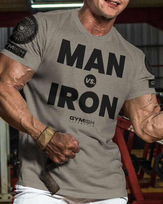 042. Man Vs. Iron Workout T-Shirt - Gymish - - #Gym Shirts# - - #Workout T-Shirts#