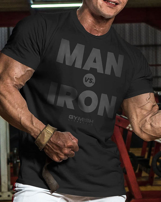 042. Man Vs. Iron Workout T-Shirt - Gymish - - #Gym Shirts# - - #Workout T-Shirts#