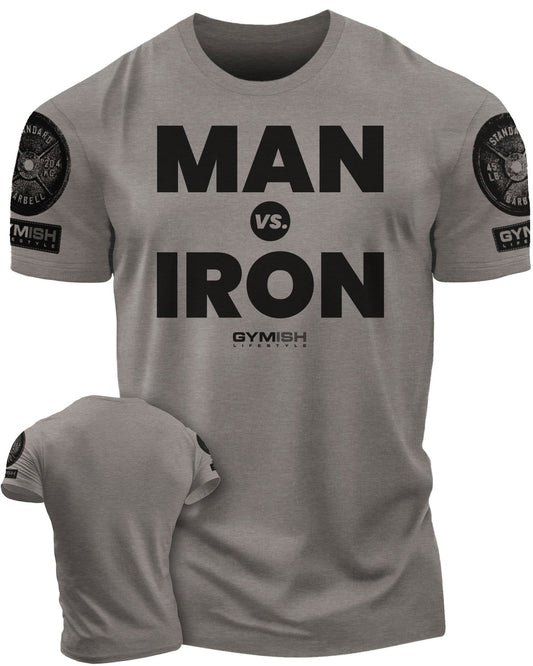 042. Man Vs. Iron Workout T-Shirt - Gymish - - #Gym Shirts# - - #Workout T-Shirts#