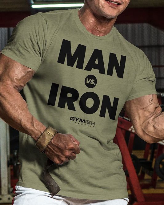 042. Man Vs. Iron Workout T-Shirt - Gymish - - #Gym Shirts# - - #Workout T-Shirts#