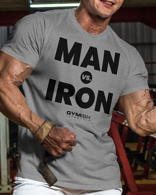 042. Man Vs. Iron Workout T-Shirt - Gymish - - #Gym Shirts# - - #Workout T-Shirts#