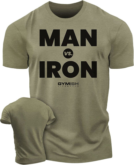 042. Man Vs. Iron Workout T-Shirt - Gymish - - #Gym Shirts# - - #Workout T-Shirts#