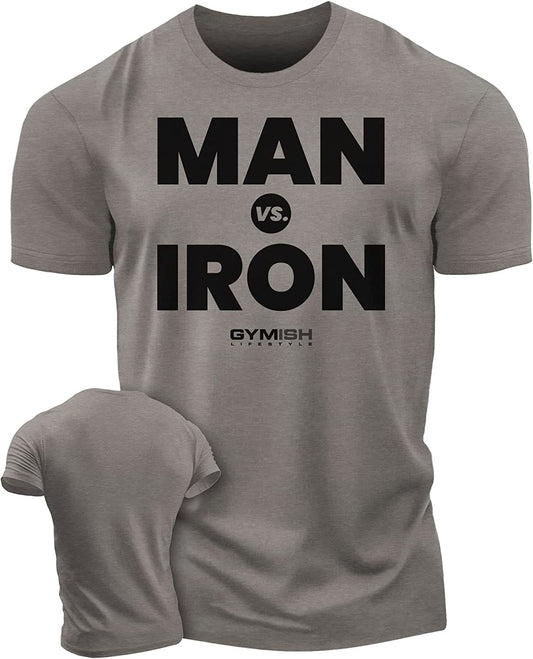 042. Man Vs. Iron Workout T-Shirt - Gymish - - #Gym Shirts# - - #Workout T-Shirts#