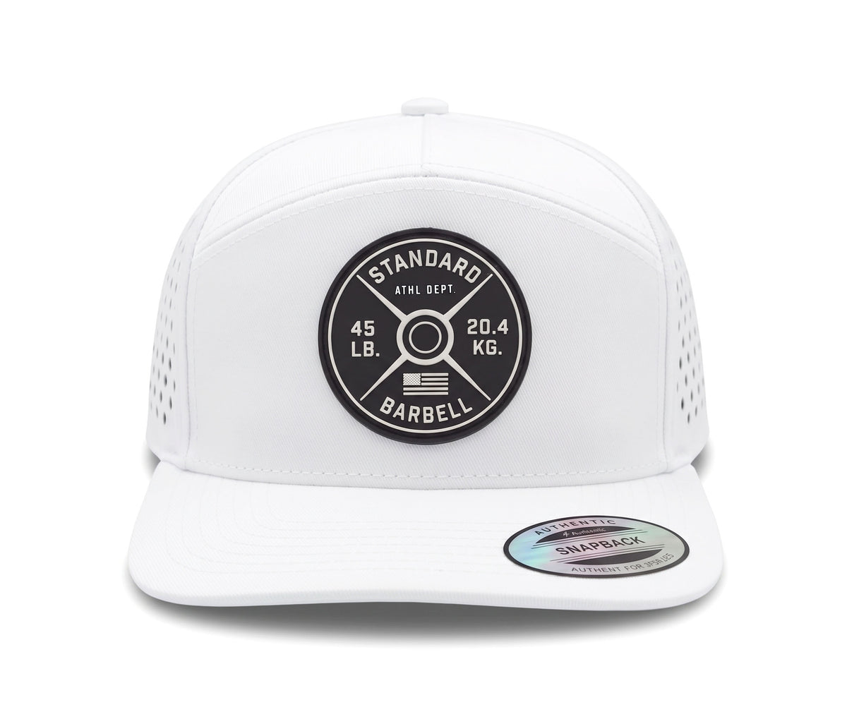 GYMISH Weightplate Gym Hat for Men, Weight Plate Patch Snapback, 6 Panel Laser Vented Workout Cap