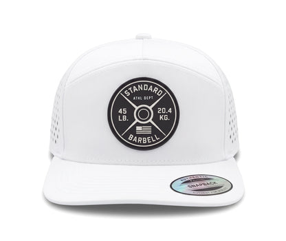 GYMISH Weightplate Gym Hat for Men, Weight Plate Patch Snapback, 6 Panel Laser Vented Workout Cap