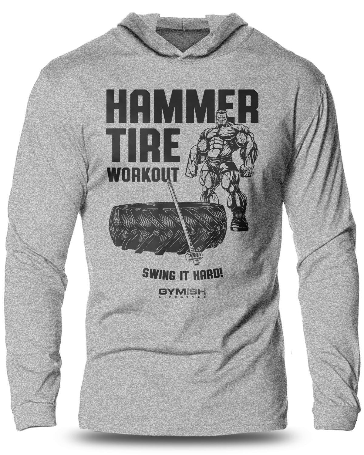 050- Hammer Tire Lightweight Long Sleeve Hooded T-shirt for Men - Gymish - - #Gym Shirts# - - #Workout T-Shirts#