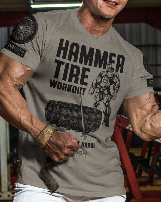 050. Hammer Tire Workout T-Shirt - Gymish - - #Gym Shirts# - - #Workout T-Shirts#