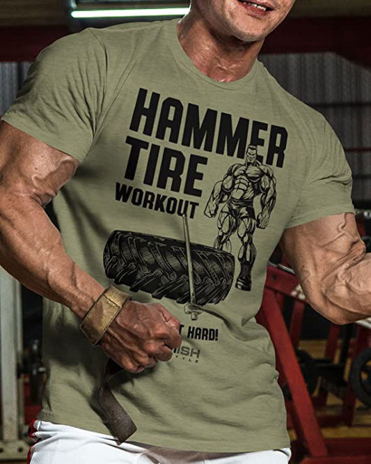 050. Hammer Tire Workout T-Shirt - Gymish - - #Gym Shirts# - - #Workout T-Shirts#