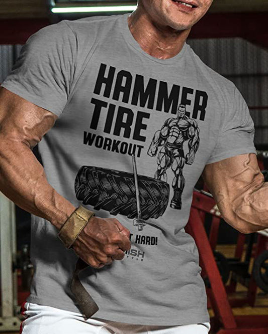 050. Hammer Tire Workout T-Shirt - Gymish - - #Gym Shirts# - - #Workout T-Shirts#