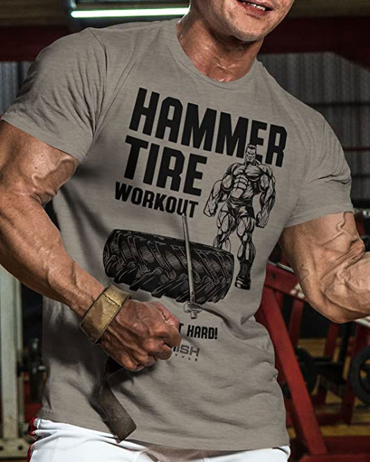 050. Hammer Tire Workout T-Shirt - Gymish - - #Gym Shirts# - - #Workout T-Shirts#
