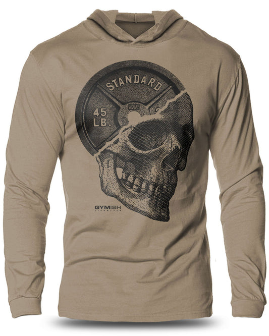 051- Skull Plate Lightweight Long Sleeve Hooded T-shirt for Men - Gymish - - #Gym Shirts# - - #Workout T-Shirts#