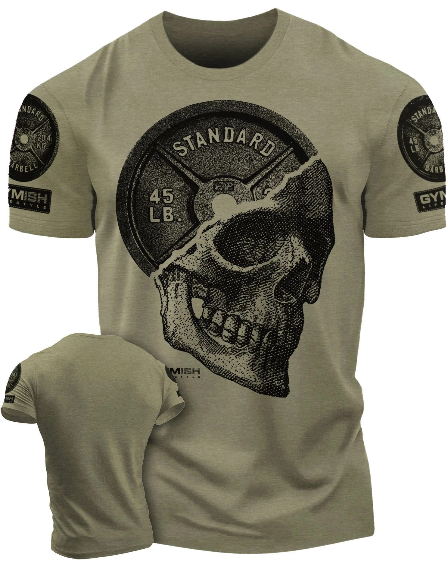 051. SkullPlate Funny Motivational Workout Gym T-Shirt for Men