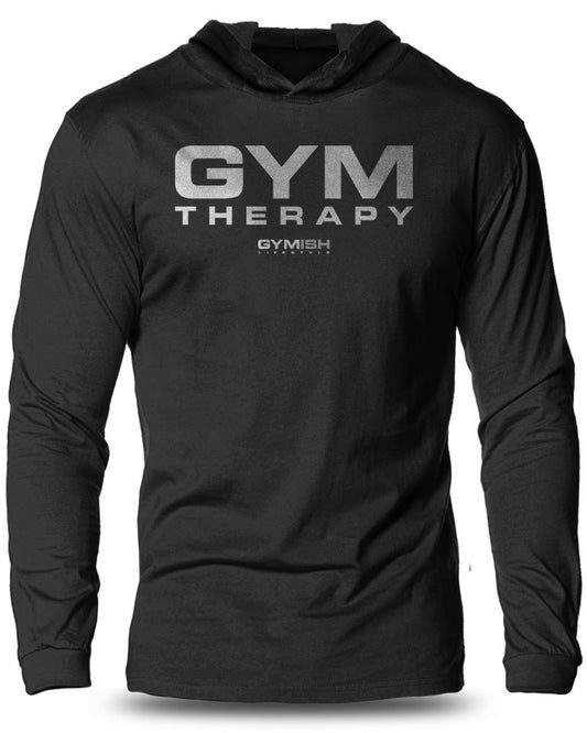 055- Gym Therapy Lightweight Long Sleeve Hooded T-shirt for Men - Gymish - - #Gym Shirts# - - #Workout T-Shirts#