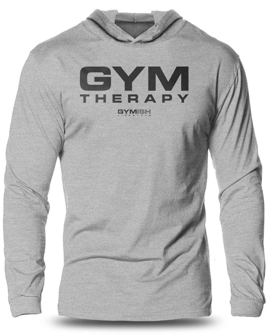 055- Gym Therapy Lightweight Long Sleeve Hooded T-shirt for Men - Gymish - - #Gym Shirts# - - #Workout T-Shirts#