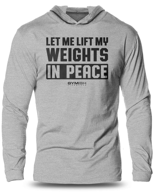 056- Lift in Peace Lightweight Long Sleeve Hooded T-shirt for Men - Gymish - - #Gym Shirts# - - #Workout T-Shirts#