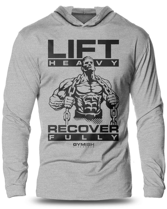 057- Recover Fully Lightweight Long Sleeve Hooded T-shirt for Men - Gymish - - #Gym Shirts# - - #Workout T-Shirts#