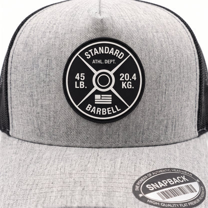 GYMISH Weightplate Gym Hat for Men, Weight Plate Patch Snapback, 6 Panel Laser Vented Workout Cap
