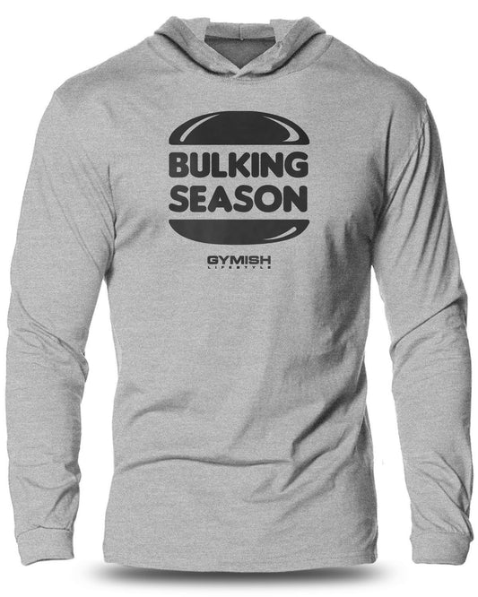 060-Bulking Season Lightweight Long Sleeve Hooded T-shirt for Men - Gymish - - #Gym Shirts# - - #Workout T-Shirts#