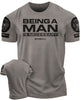 062. Being A Man is Necessary Funny Workout T-Shirt for Men