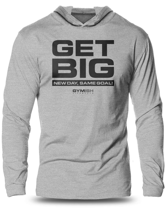 063- Get Big Lightweight Long Sleeve Hooded T-shirt for Men - Gymish - - #Gym Shirts# - - #Workout T-Shirts#