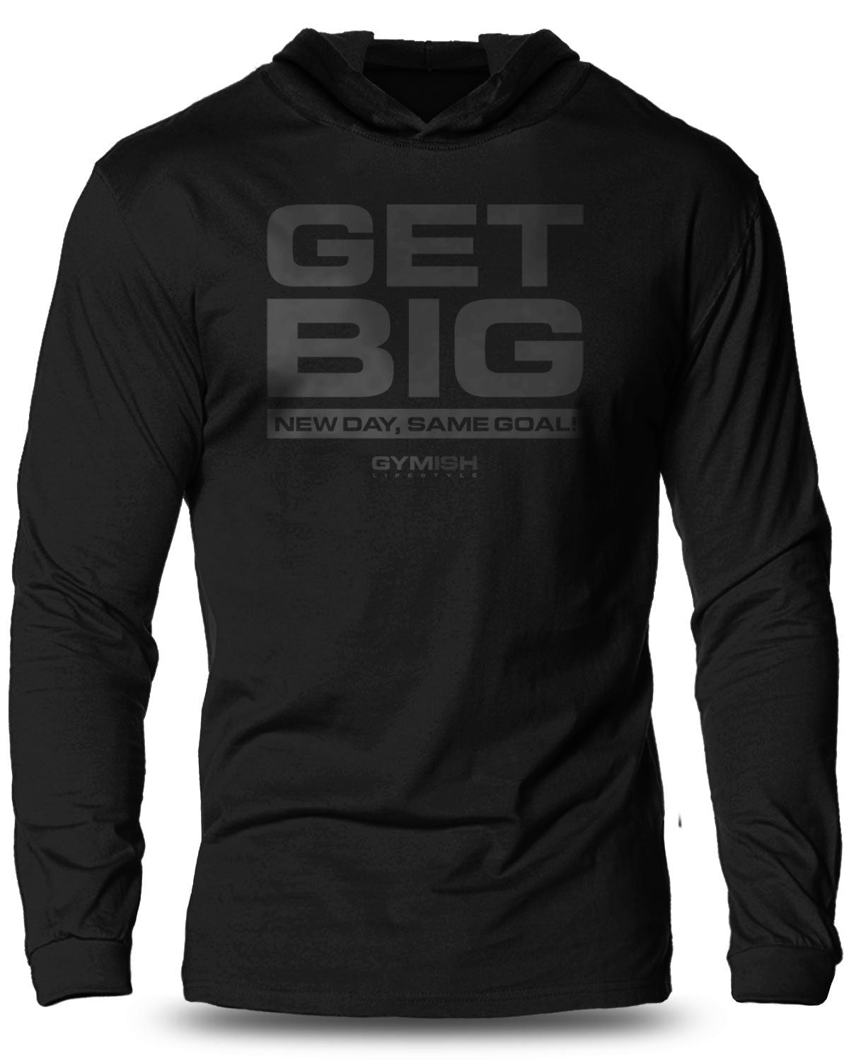 063- Get Big Lightweight Long Sleeve Hooded T-shirt for Men - Gymish - - #Gym Shirts# - - #Workout T-Shirts#