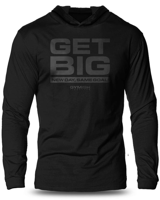 063- Get Big Lightweight Long Sleeve Hooded T-shirt for Men - Gymish - - #Gym Shirts# - - #Workout T-Shirts#