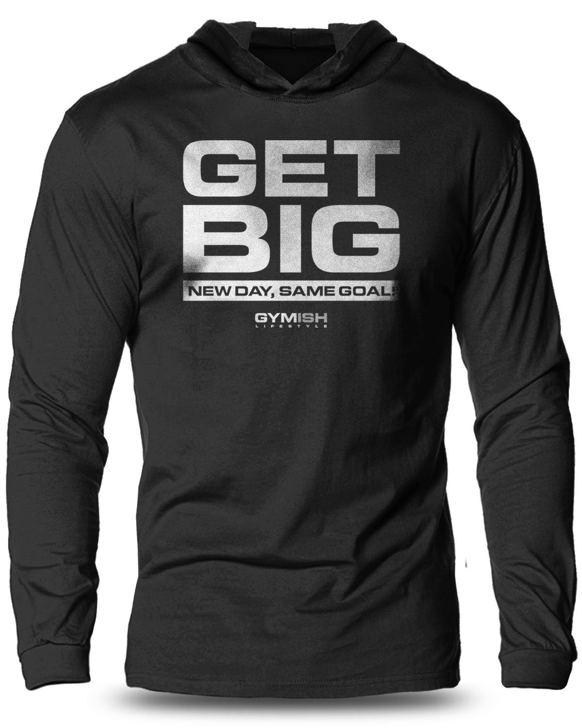 063- Get Big Lightweight Long Sleeve Hooded T-shirt for Men - Gymish - - #Gym Shirts# - - #Workout T-Shirts#