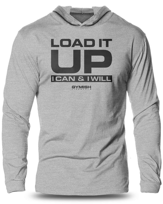066- Load It Up Lightweight Long Sleeve Hooded T-shirt for Men - Gymish - - #Gym Shirts# - - #Workout T-Shirts#
