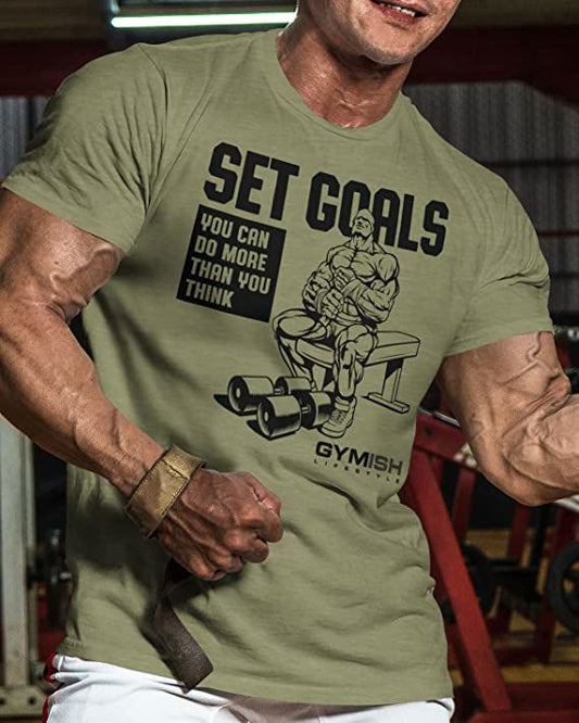 071. SET GOALS Workout T-Shirt - Gymish - - #Gym Shirts# - - #Workout T-Shirts#