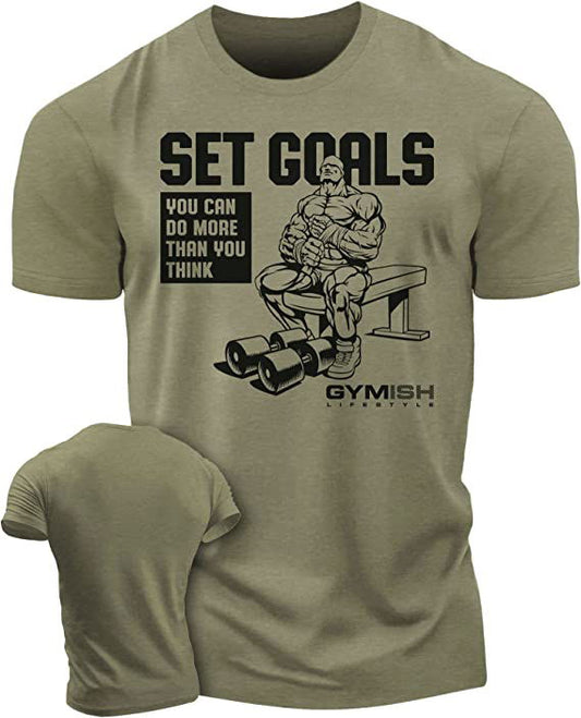071. SET GOALS Workout T-Shirt - Gymish - - #Gym Shirts# - - #Workout T-Shirts#