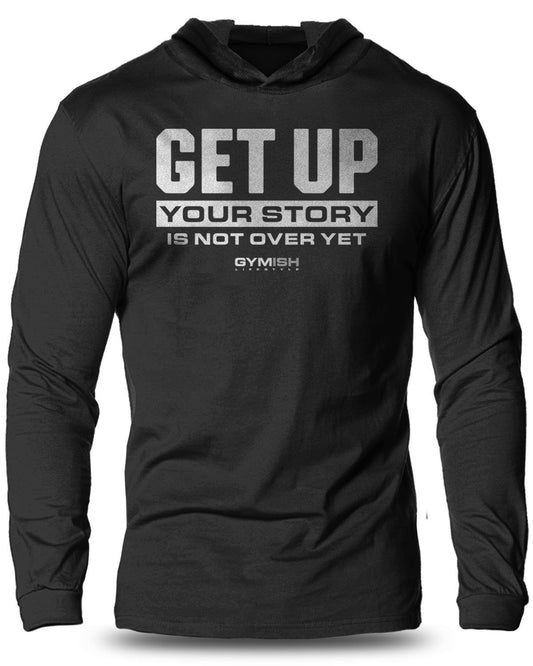 073- Get Up Lightweight Long Sleeve Hooded T-shirt for Men - Gymish - - #Gym Shirts# - - #Workout T-Shirts#
