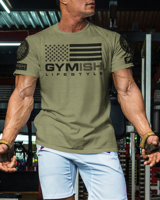 074. Gymish Flag (4) Workout T-Shirt - Gymish - - #Gym Shirts# - - #Workout T-Shirts#