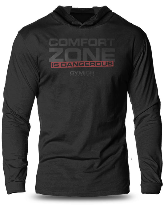 075- Comfort Zone Lightweight Long Sleeve Hooded T-shirt for Men - Gymish - - #Gym Shirts# - - #Workout T-Shirts#